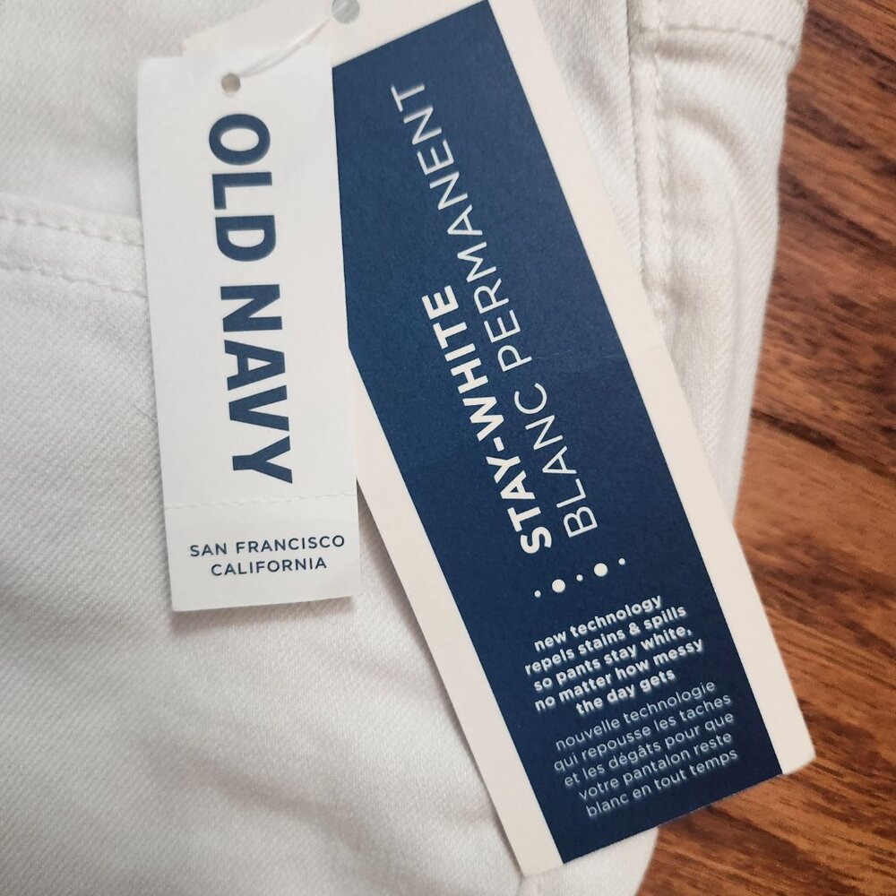 Old Navy Size 14 Tall Boyfriend Straight DROIT Cotton Blend Jeans White NWT - Picture 10 of 14